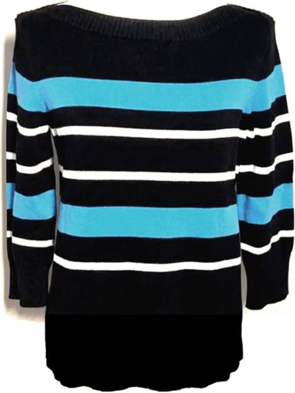 Chaps Turquoise & Black Striped Sweater